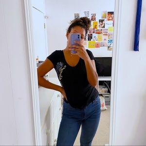 Juicy Couture Y2K Black V-neck T-shirt